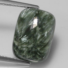 5.71캐럿 천연 그린 세라피나이트, 쿠션 컷, 14×10.1 mm, 불투명체