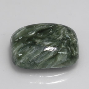 5.71캐럿 천연 그린 세라피나이트, 쿠션 컷, 14×10.1 mm, 불투명체