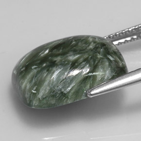5.71캐럿 천연 그린 세라피나이트, 쿠션 컷, 14×10.1 mm, 불투명체