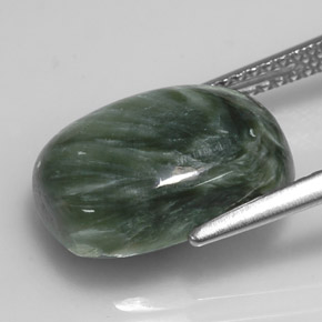 5.92캐럿 천연 그린 세라피나이트, 쿠션 컷, 14×10 mm, 불투명체