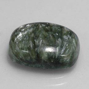 5.98캐럿 천연 그린 세라피나이트, 쿠션 컷, 14.2×10.2 mm, 불투명체