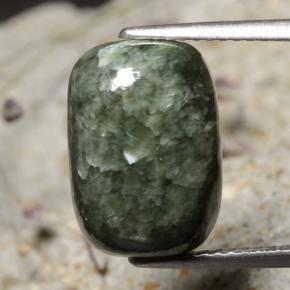 5.99캐럿 천연 그린 세라피나이트, 쿠션 컷, 13.9×9.8 mm, 불투명체