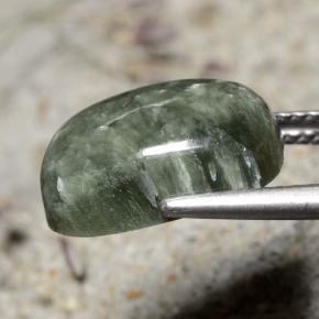 5.99캐럿 천연 그린 세라피나이트, 쿠션 컷, 13.9×9.8 mm, 불투명체