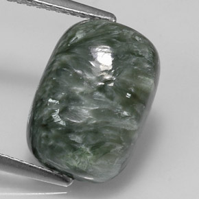 5.55캐럿 천연 그린 세라피나이트, 쿠션 컷, 14×9.8 mm, 불투명체