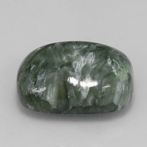 5.55캐럿 천연 그린 세라피나이트, 쿠션 컷, 14×9.8 mm, 불투명체