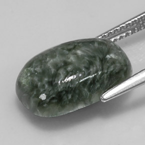 5.55캐럿 천연 그린 세라피나이트, 쿠션 컷, 14×9.8 mm, 불투명체