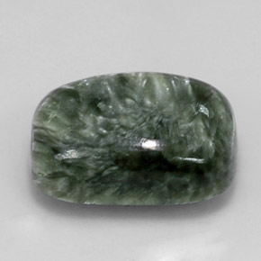 6.14캐럿 천연 그린 세라피나이트, 쿠션 컷, 13.9×10 mm, 불투명체