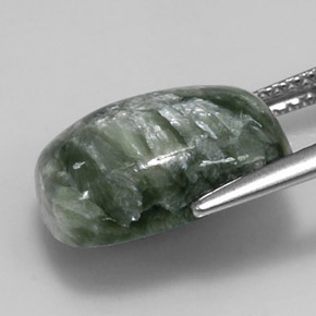 6.14캐럿 천연 그린 세라피나이트, 쿠션 컷, 13.9×10 mm, 불투명체