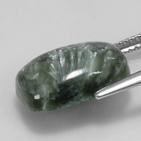 5.89캐럿 천연 그린 세라피나이트, 쿠션 컷, 14×9.9 mm, 불투명체