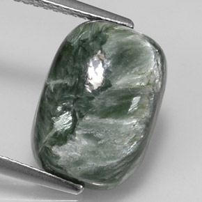 5.75캐럿 천연 그린 세라피나이트, 쿠션 컷, 14.1×10 mm, 불투명체