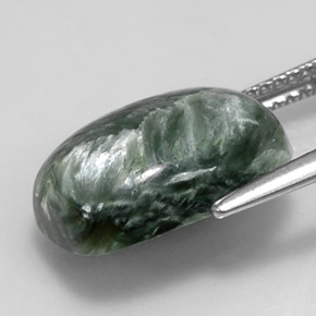 5.75캐럿 천연 그린 세라피나이트, 쿠션 컷, 14.1×10 mm, 불투명체