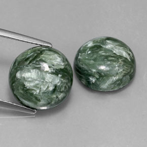 캐럿 천연 그린 세라피나이트 보석, 라운드 컷, 12.01 mm, 불투명체