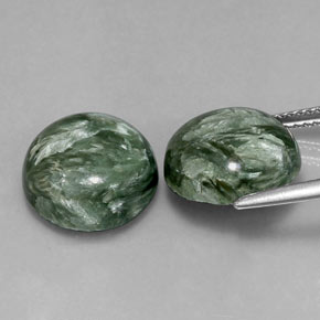 캐럿 천연 그린 세라피나이트 보석, 라운드 컷, 12.01 mm, 불투명체