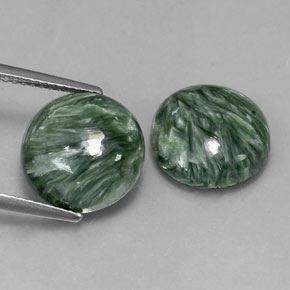 캐럿 천연 녹색 세라피나이트 보석, 라운드 컷, 불투명체