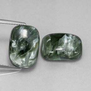 11.70캐럿 천연 여러 가지 빛깔의 녹색 세라피나이트 보석, 쿠션 컷, 14.1×10 mm, 불투명체