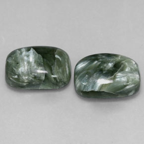 11.70캐럿 천연 여러 가지 빛깔의 녹색 세라피나이트 보석, 쿠션 컷, 14.1×10 mm, 불투명체