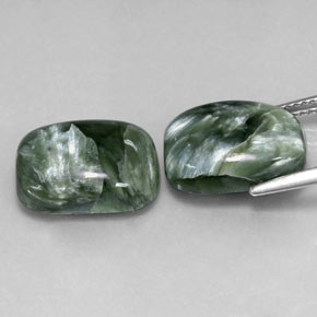 11.70캐럿 천연 여러 가지 빛깔의 녹색 세라피나이트 보석, 쿠션 컷, 14.1×10 mm, 불투명체