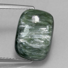 5.72캐럿 천연 그린 세라피나이트, 쿠션 컷, 13.8×9.9 mm, 불투명체