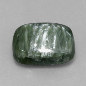 5.72캐럿 천연 그린 세라피나이트, 쿠션 컷, 13.8×9.9 mm, 불투명체