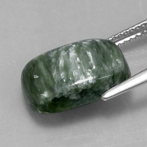 5.72캐럿 천연 그린 세라피나이트, 쿠션 컷, 13.8×9.9 mm, 불투명체
