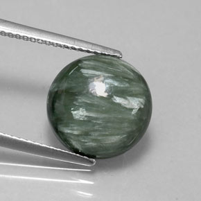 4.56캐럿 천연 그린 세라피나이트, 라운드 컷, 11.91 mm, 불투명체