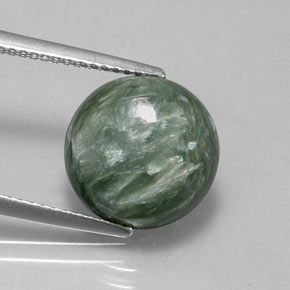 4.85캐럿 천연 그린 세라피나이트, 라운드 컷, 11.89 mm, 불투명체