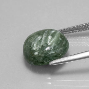 4.85캐럿 천연 그린 세라피나이트, 라운드 컷, 11.89 mm, 불투명체