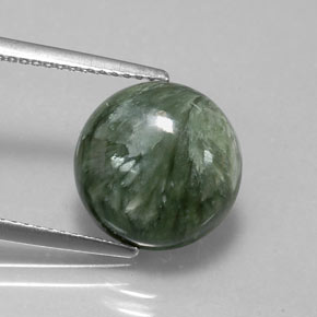 4.61캐럿 천연 그린 세라피나이트, 라운드 컷, 11.85 mm, 불투명체