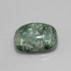 5.55캐럿 천연 그린 세라피나이트, 쿠션 컷, 14.1×10.1 mm, 불투명체