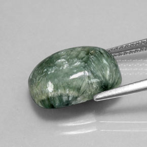5.55캐럿 천연 그린 세라피나이트, 쿠션 컷, 14.1×10.1 mm, 불투명체