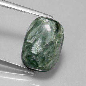 5.41캐럿 천연 그린 세라피나이트, 쿠션 컷, 14×9.8 mm, 불투명체