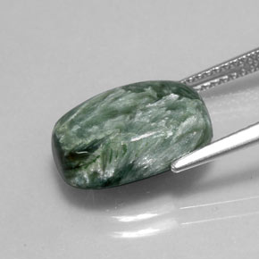 5.41캐럿 천연 그린 세라피나이트, 쿠션 컷, 14×9.8 mm, 불투명체