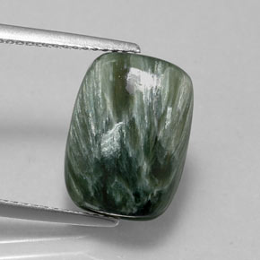 5.74캐럿 천연 그린 세라피나이트, 쿠션 컷, 14×10 mm, 불투명체