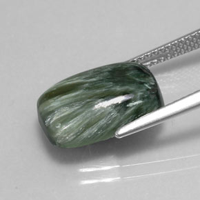 5.74캐럿 천연 그린 세라피나이트, 쿠션 컷, 14×10 mm, 불투명체