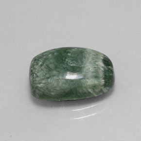 4.86캐럿 천연 그린 세라피나이트, 쿠션 컷, 14×9.7 mm, 불투명체
