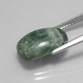 4.86캐럿 천연 그린 세라피나이트, 쿠션 컷, 14×9.7 mm, 불투명체
