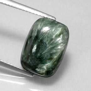 6.39캐럿 천연 그린 세라피나이트, 쿠션 컷, 14×9.8 mm, 불투명체