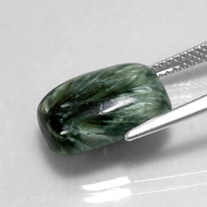 6.39캐럿 천연 그린 세라피나이트, 쿠션 컷, 14×9.8 mm, 불투명체