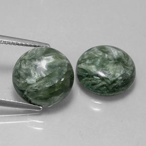 캐럿 천연 그린 세라피나이트 보석, 라운드 컷, 11.96 mm, 불투명체