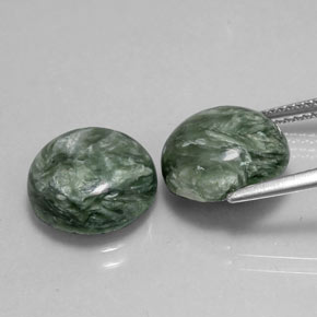캐럿 천연 그린 세라피나이트 보석, 라운드 컷, 11.96 mm, 불투명체
