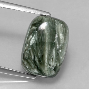 5.67캐럿 천연 그린 세라피나이트, 쿠션 컷, 13.9×9.9 mm, 불투명체
