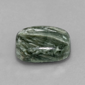 5.67캐럿 천연 그린 세라피나이트, 쿠션 컷, 13.9×9.9 mm, 불투명체