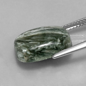 5.67캐럿 천연 그린 세라피나이트, 쿠션 컷, 13.9×9.9 mm, 불투명체