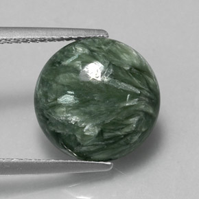 5.12캐럿 천연 그린 세라피나이트, 라운드 컷, 11.92 mm, 불투명체
