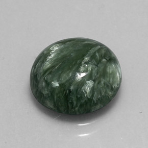 5.12캐럿 천연 그린 세라피나이트, 라운드 컷, 11.92 mm, 불투명체