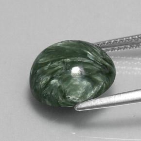 5.12캐럿 천연 그린 세라피나이트, 라운드 컷, 11.92 mm, 불투명체