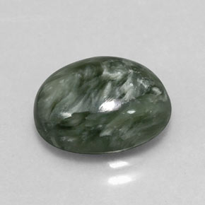 3.55캐럿 천연 그린 세라피나이트, 타원형 컷, 11.7×9.2 mm, 불투명체