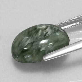 3.55캐럿 천연 그린 세라피나이트, 타원형 컷, 11.7×9.2 mm, 불투명체