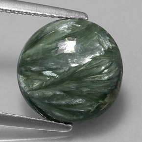 4.23캐럿 천연 그린 세라피나이트, 라운드 컷, 11.33 mm, 불투명체