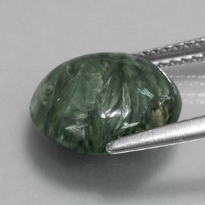 4.23캐럿 천연 그린 세라피나이트, 라운드 컷, 11.33 mm, 불투명체